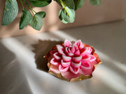 Close-up of lotus inspired luxury decorative candle with intricate floral detailing